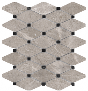 Ritz Gray Clipped Diamond Polished Marble Mosaic Tile