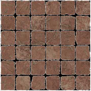 Happy Floors - 2"x2" Pietra D'Assisi Rosso Tumbled Mosaic (12"x12" Sheet)