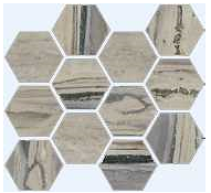 Happy Floors - Exotic Stone Fossil Natural Hexagon Mosaic (12"x14" Sheet)