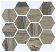 Happy Floors - Exotic Stone Tundra Polished Hexagon Mosaic (12"x14" Sheet)