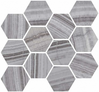 Happy Floors - Onyx Silver Hexagon Natural Mosaic Tile (12"x14" Sheet)