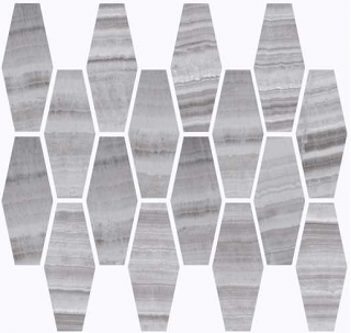 Happy Floors - Onyx Silver Elongated Hexagon Natural Mosaic Tile (12"x12" Sheet)