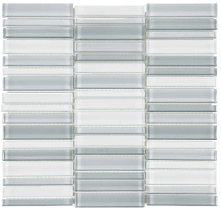 Anatolia - Bliss Element Shades of Grey Blend Straight Stacked Glass Mosaic Tile