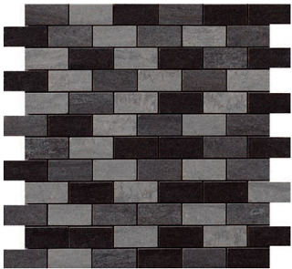 Happy Floors - 1"x2" Kaleido Brick Mix Mosaic Tile (Cenere-Grigio-Nero) 4503-S