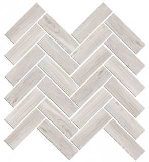 Milestone - 12"x15" Mood Wood WHITE Herringbone Matte Mosaic Tile