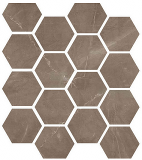 Milestone - 3"x3" Luxury AMANI BRONZE Polished Hexagon Porcelain Mosaic Tile (10 Pc. Pack - 9"x11" Sheet)