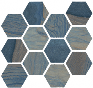 Happy Floors - Macaubas Azul Anticato Hexagon Mosaic Tile (12"x14" Sheet)