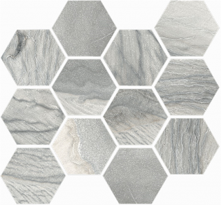 Happy Floors - Macaubas Oyster Anticato Hexagon Mosaic Tile (12"x14" Sheet)