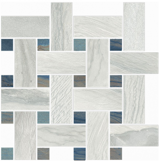 Happy Floors - Macaubas Pearl & Azul Basketweave Mosaic Tile (12"x12" Sheet)