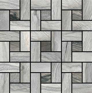 Happy Floors - Macaubas Oyster & Twilight Pinwheel Mosaic Tile (12"x12" Sheet)