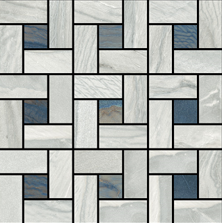 Happy Floors - Macaubas Pearl & Azul Pinwheel Mosaic Tile (12"x12" Sheet)