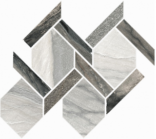 Happy Floors - Macaubas Oyster & Twilight Rope Mosaic Tile (13"x14-1/2" Sheet)