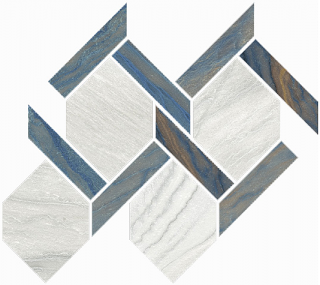 Happy Floors - Macaubas Azul & Pearl Rope Mosaic Tile (13"x14-1/2" Sheet)