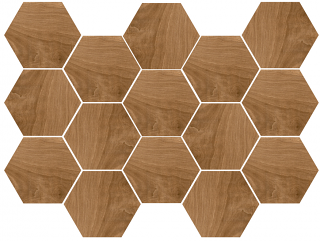 Happy Floors - Tasmania Teak Natural Hexagon Mosaic Tile (10"x14" Sheet)