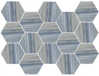 Happy Floors - Tasmania Rain Natural Hexagon Mosaic Tile (10"x14" Sheet)