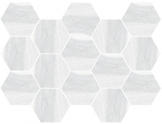 Happy Floors - Tasmania Frost Polished Hexagon Mosaic Tile (10"x14" Sheet)