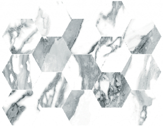 Happy Floors - Crash Blanco Polished Hexagon Mosaic Tile (10"x14" Sheet)