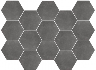 Happy Floors - Newton Graphite Natural Porcelain Hexagon Mosaic Tile (10"x14" Sheet)