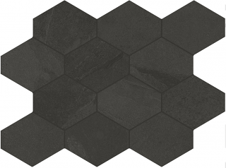 Unicom Starker - Brazilian Slate Rail Black Porcelain Hexagon Mosaic Tile (Matte Finish - 10"x13" Sheet)