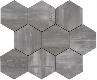 Happy Floors - Fossil Grey Porcelain Hexagon Mosaic Tile (11-1/2"x14" Sheet)