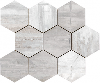 Happy Floors - Fossil Pearl Porcelain Hexagon Mosaic Tile (11-1/2"x14" Sheet)