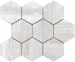 Happy Floors - Fossil White Porcelain Hexagon Mosaic Tile (11-1/2"x14" Sheet)