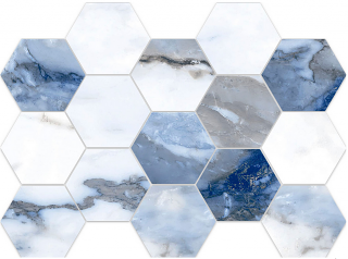 Happy Floors - Crash Blue Natural Porcelain Hexagon Mosaic Tile (10"x14" Sheet)