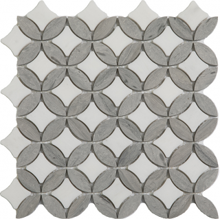 Project Deco Paper White & Wooden Silver Superellipse Natural Stone Mosaic Tile (12"x12" Sheet)