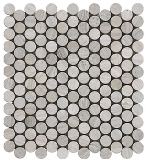 Project Deco Wooden White Penny Round Natural Stone Mosaic Tile (12.2"x12.4" Sheet)