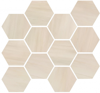 Happy Floors - Dolomite Beige Polished Hexagon Porcelain Mosaic Tile (12"x14" Sheet)