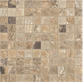 Unicom Starker - 1-1/4"x1-1/4" Natural Slate Autumn Porcelain Mosaic Tile (12"x12" Sheet)