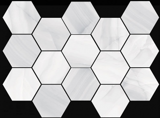 Happy Floors - Athena Blanc Natural Porcelain Hexagon Mosaic Tile (10"x14" Sheet)