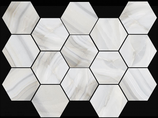 Happy Floors - Athena Plata Polished Porcelain Hexagon Mosaic Tile (10"x14" Sheet)