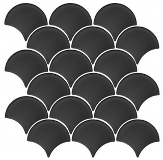 Questech - Classic Metal Tile Line Graphite Scallop Mosaic Tile (6 sheets - 10"x10-1/4")