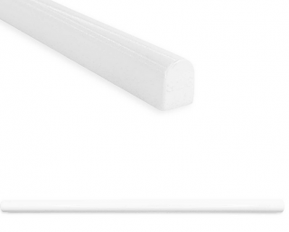 Questech - 1/2"x12" Soho Bright White Polished Cast Stone Pencil Liner