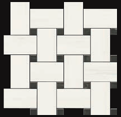 Gazzini - White Dolomite Polished Porcelain Basketweave Mosaic Tile (12"x12" Sheet)