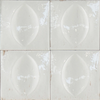 Ragno - 4"x4" Gleeze Bianco Struttura Uovo 3D Deco Glossy Wall Tile