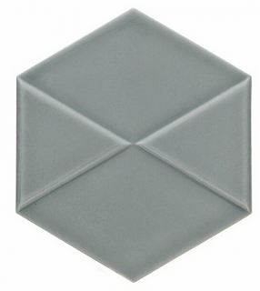 Settecento - 6"x7" Outfit Glossy Smoke Hexagon Ceramic Wall Tile