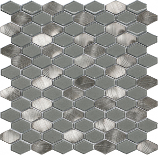 Iridium Silver Hexagon Mosaic Tile (11.5"x11.9" Sheet)