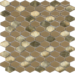 Iridium Gold Hexagon Mosaic Tile (11.5"x11.9" Sheet)