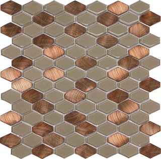 Iridium Copper Hexagon Mosaic Tile (11.5"x11.9" Sheet)