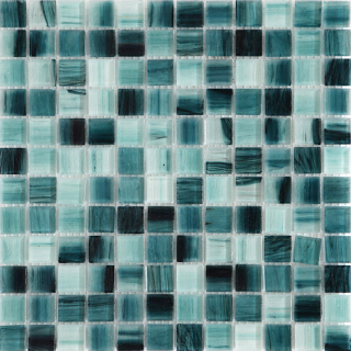 Project Deco 1"x1" Tortuga Turquoise Glass Mosaic Tile (11.8"x11.8" Sheet)