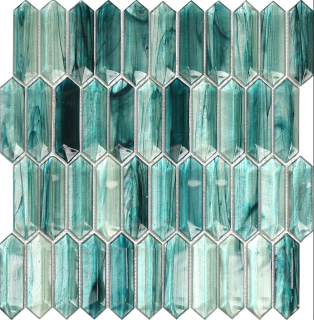 Project Deco Tortuga Turquoise Picket Glass Mosaic Tile (13.7"x11.6" Sheet)