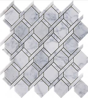 Project Deco Natural Stone Statuario Rope Mosaic Tile (12.1"x11" Sheet - Matte Finish)