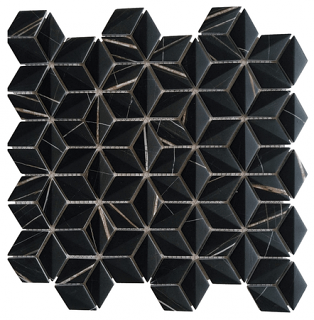 Project Deco Endura Sahara Noir 3D Rhomboid Mosaic Tile (10.5"x10.5" Sheet)