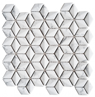 Project Deco Endura Arabescato 3D Rhomboid Mosaic Tile (10.5"x10.5" Sheet)