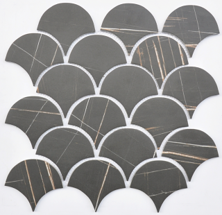Project Deco Endura Sahara Noir Scale Mosaic Tile (11.1"x11.1" Sheet)