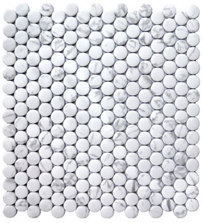 Project Deco Endura Arabescato Penny Round Mosaic Tile (11.5"x12.5" Sheet)