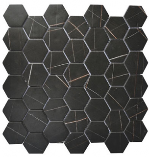 Project Deco Endura Sahara Noir Hexagon Mosaic Tile (12.2"x12.4" Sheet)