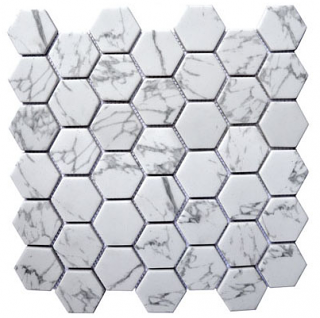Project Deco Endura Arabescato Hexagon Mosaic Tile (12.2"x12.4" Sheet)